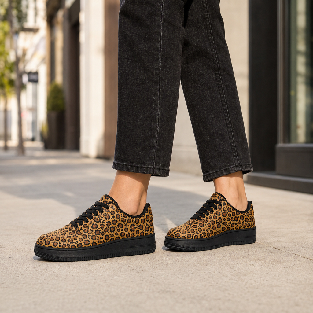 Leopard-print flat shoes