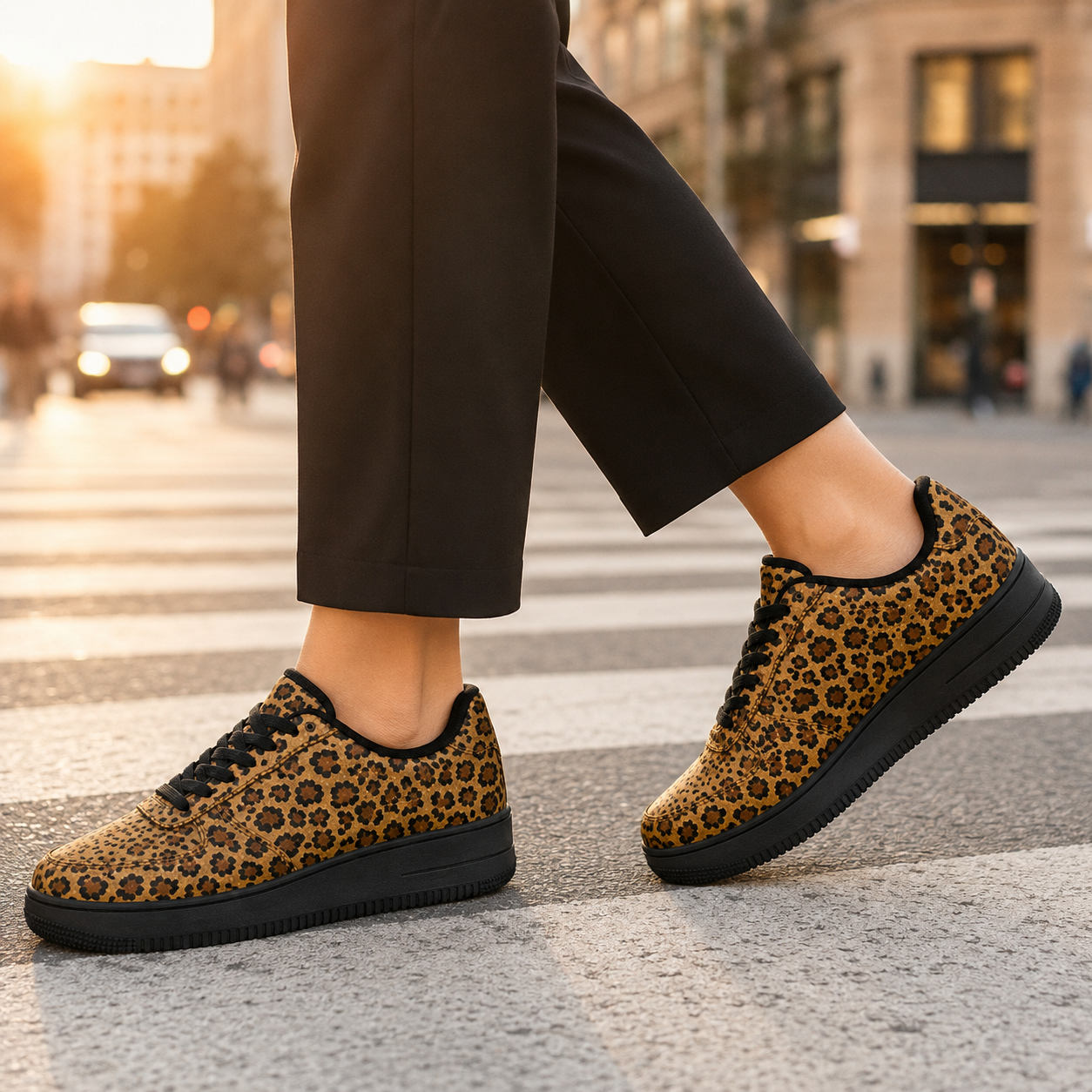 Leopard-print flat shoes