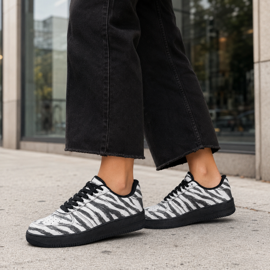 Zebra-patterned flat shoes