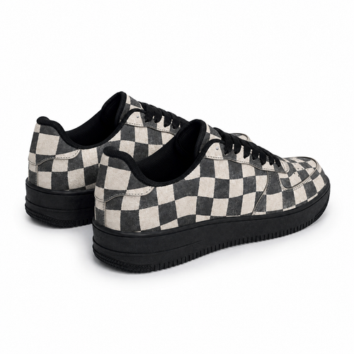 Checkered flat shoes