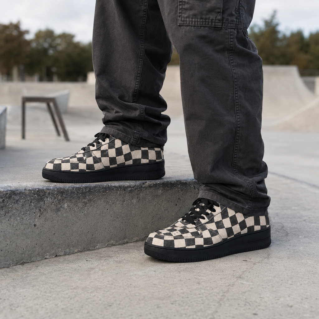 Checkered flat shoes