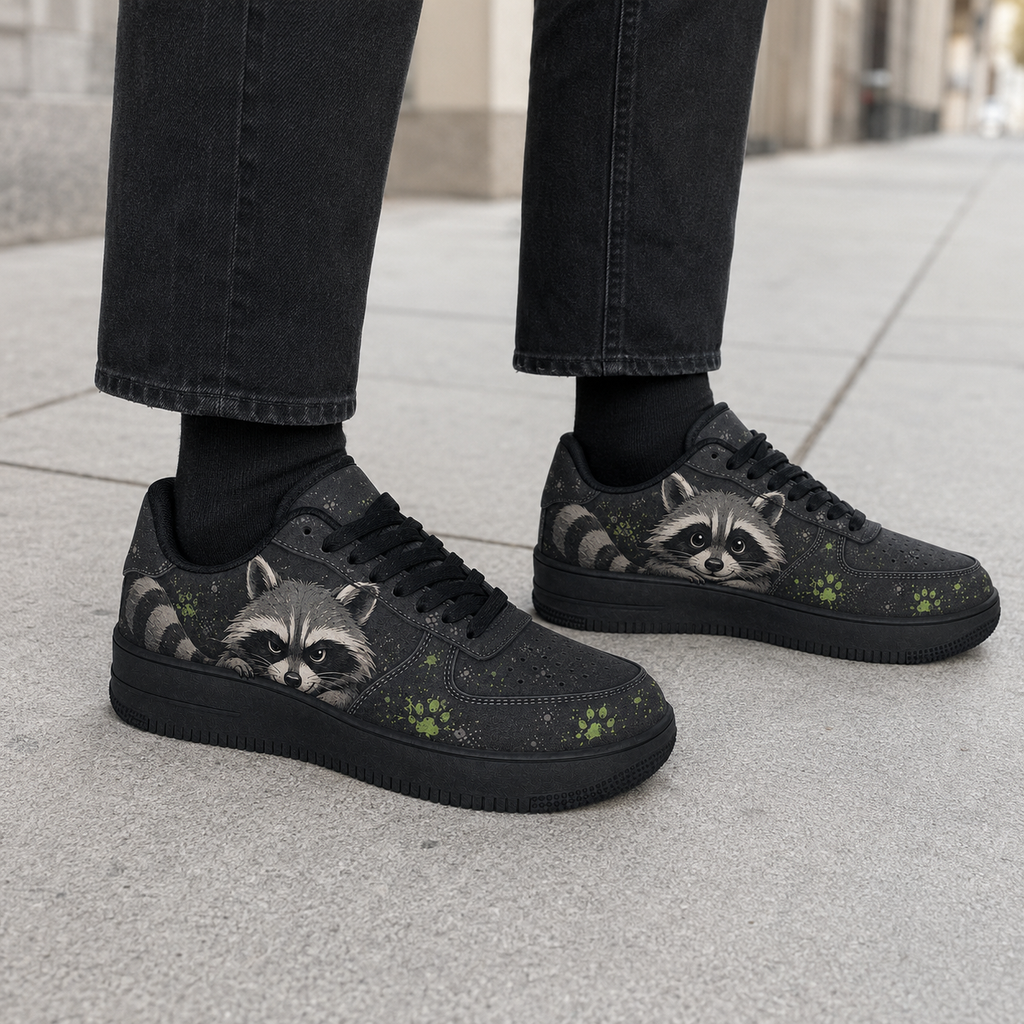 Playful Raccoon Casual Platform Sneakers