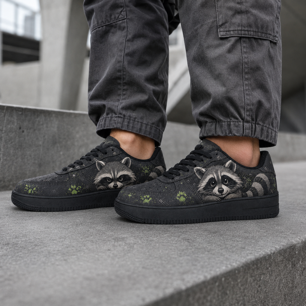 Playful Raccoon Casual Platform Sneakers