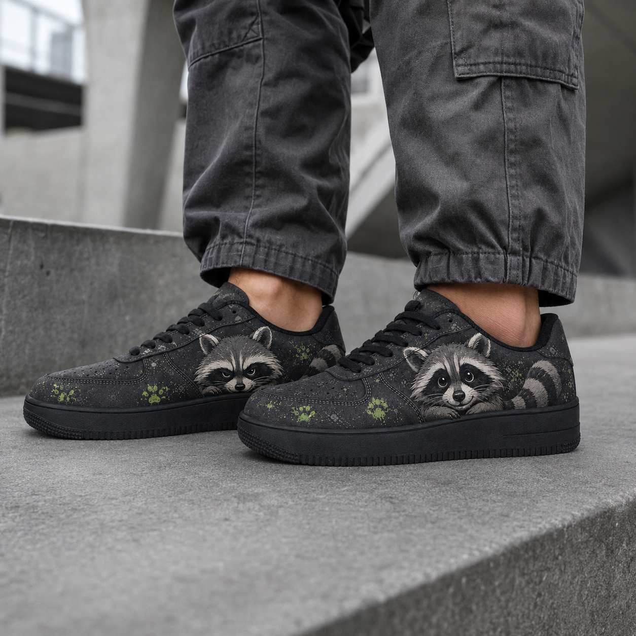 Playful Raccoon Casual Platform Sneakers
