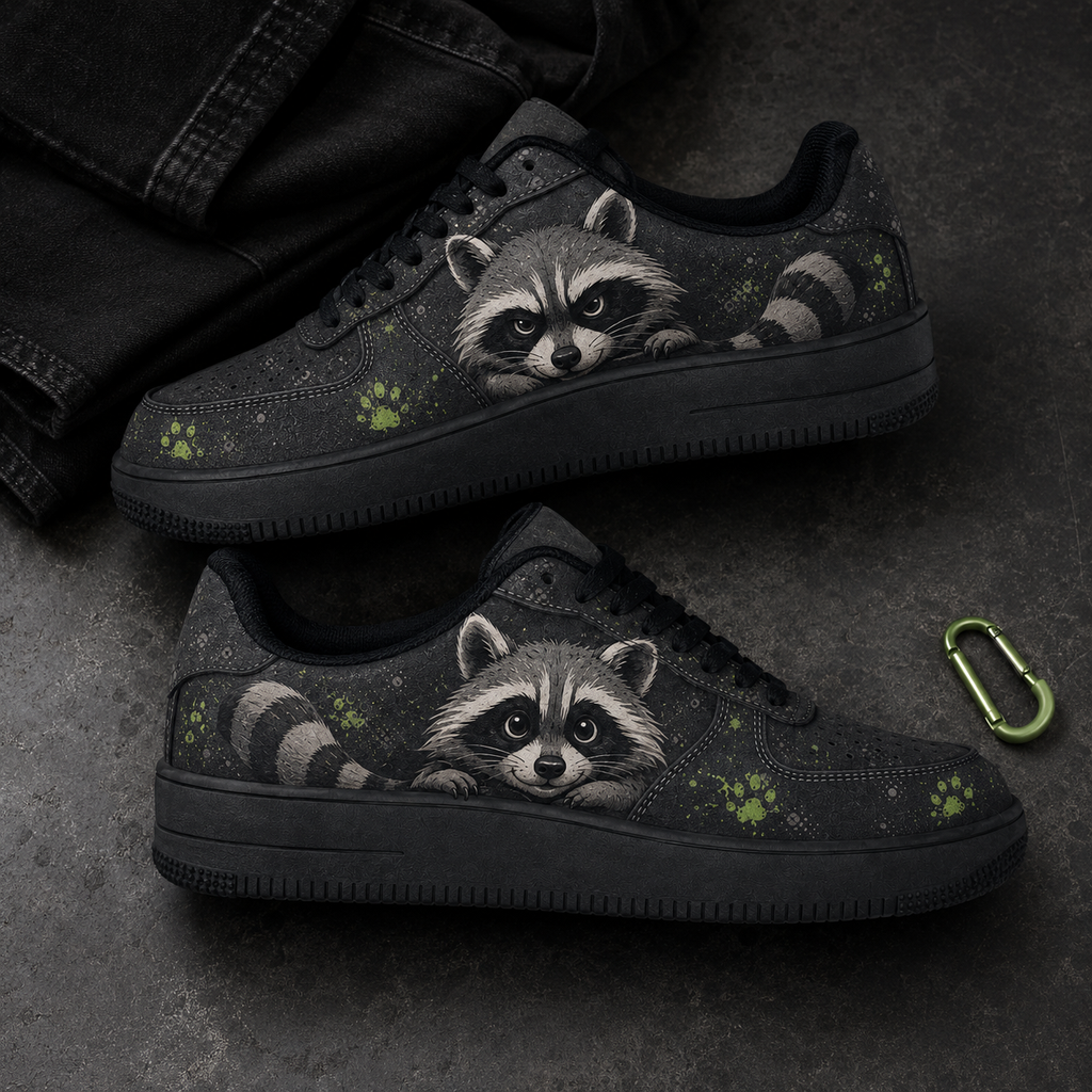 Playful Raccoon Casual Platform Sneakers