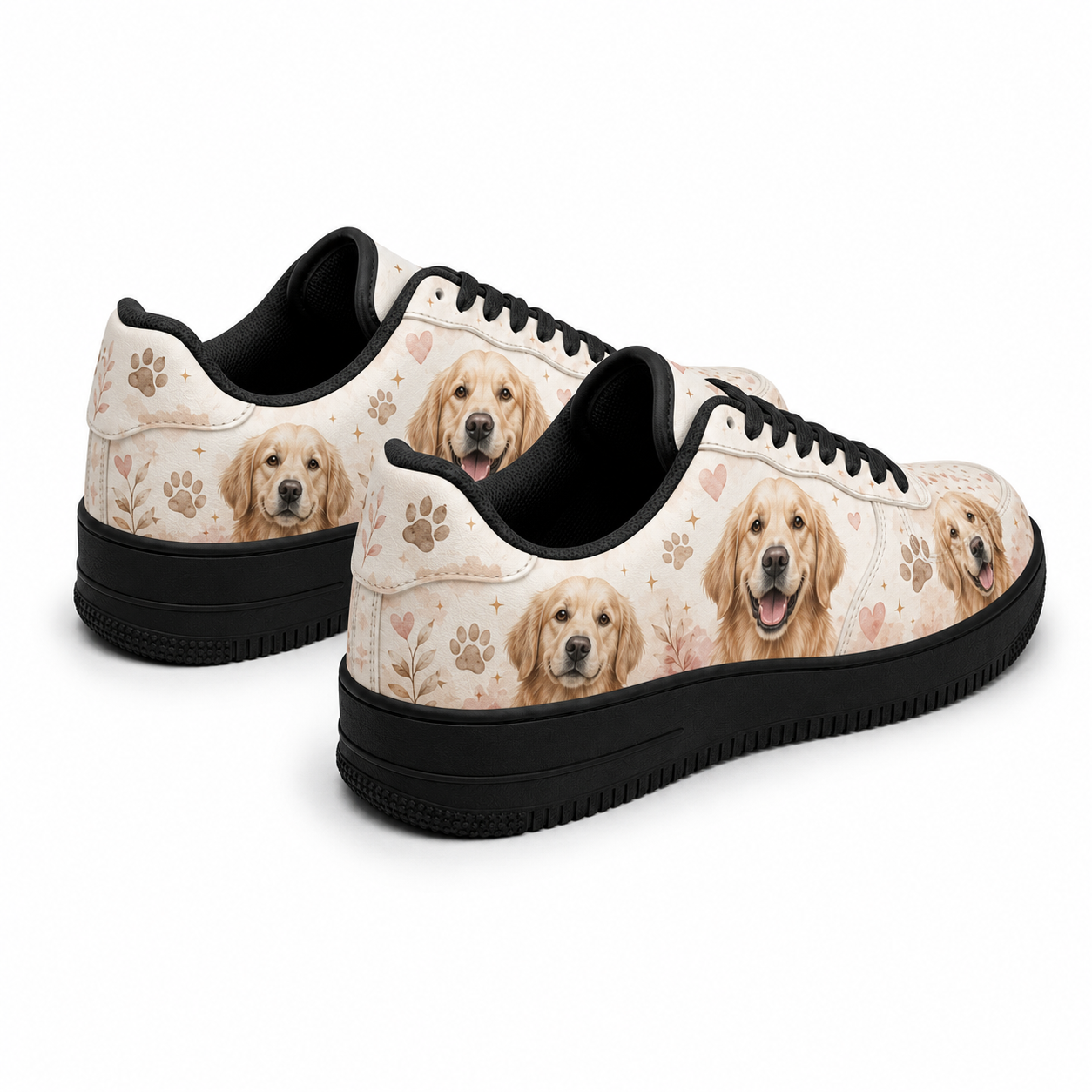 Three pairs of golden retriever flat shoes