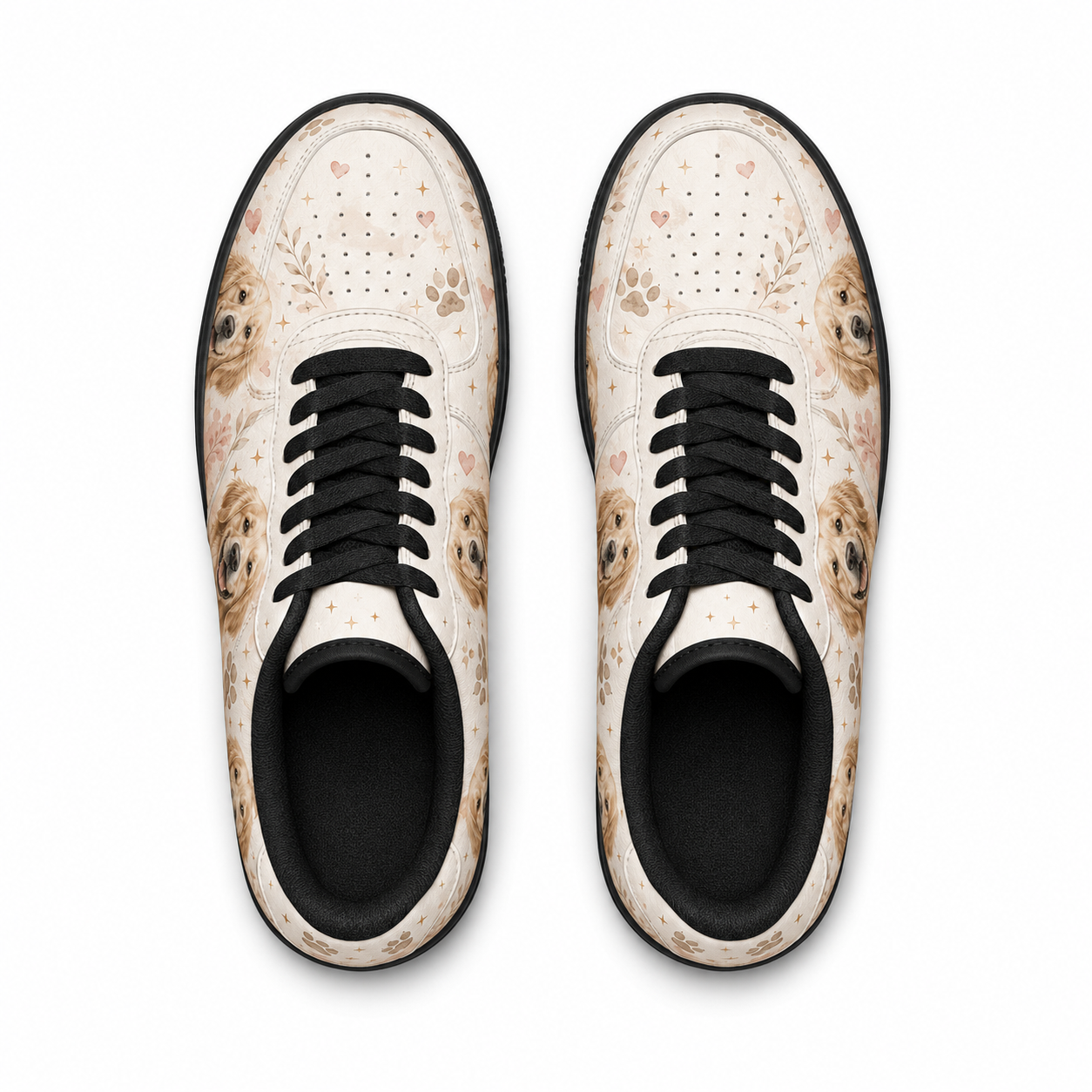Three pairs of golden retriever flat shoes