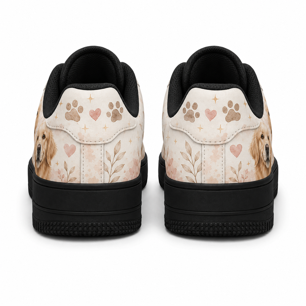 Three pairs of golden retriever flat shoes