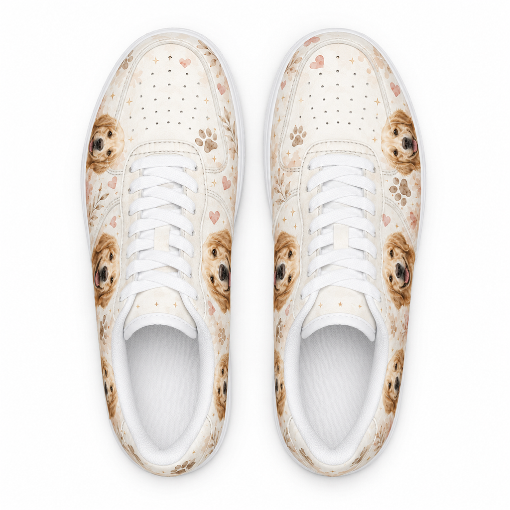 Three pairs of golden retriever flat shoes