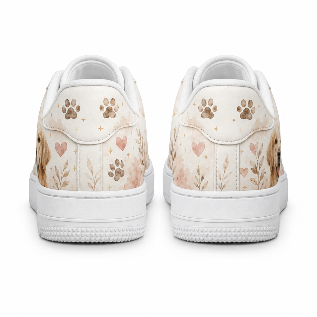Three pairs of golden retriever flat shoes