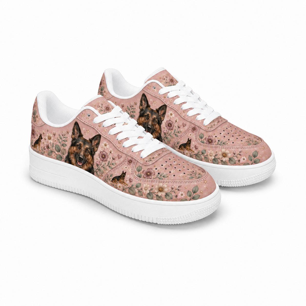 German Shepherd Mom Pink Paisley Sneakers – GSD Gift for Women