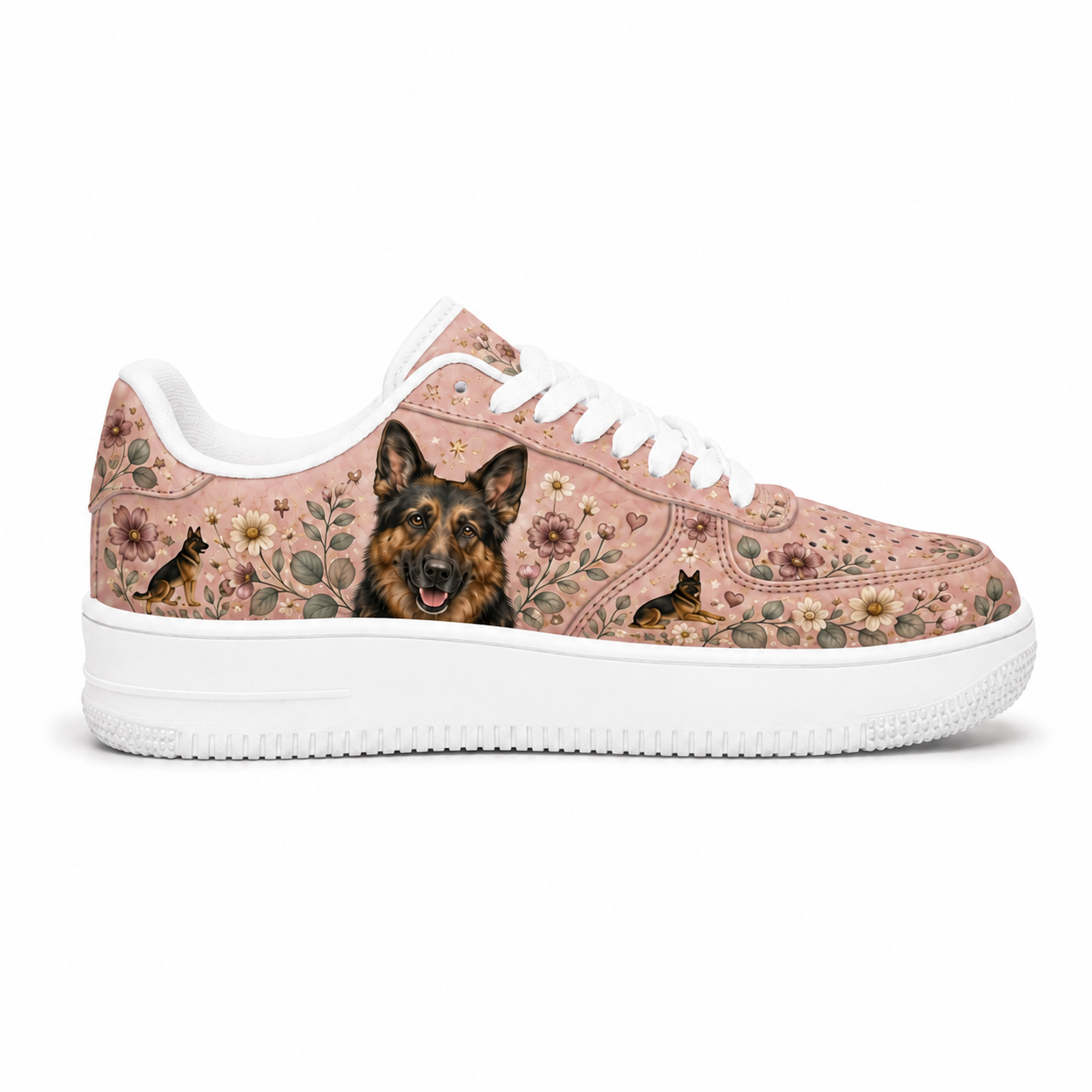 German Shepherd Mom Pink Paisley Sneakers – GSD Gift for Women