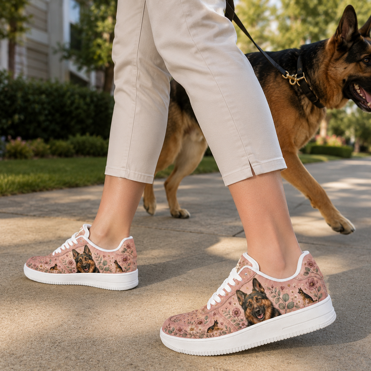 German Shepherd Mom Pink Paisley Sneakers – GSD Gift for Women