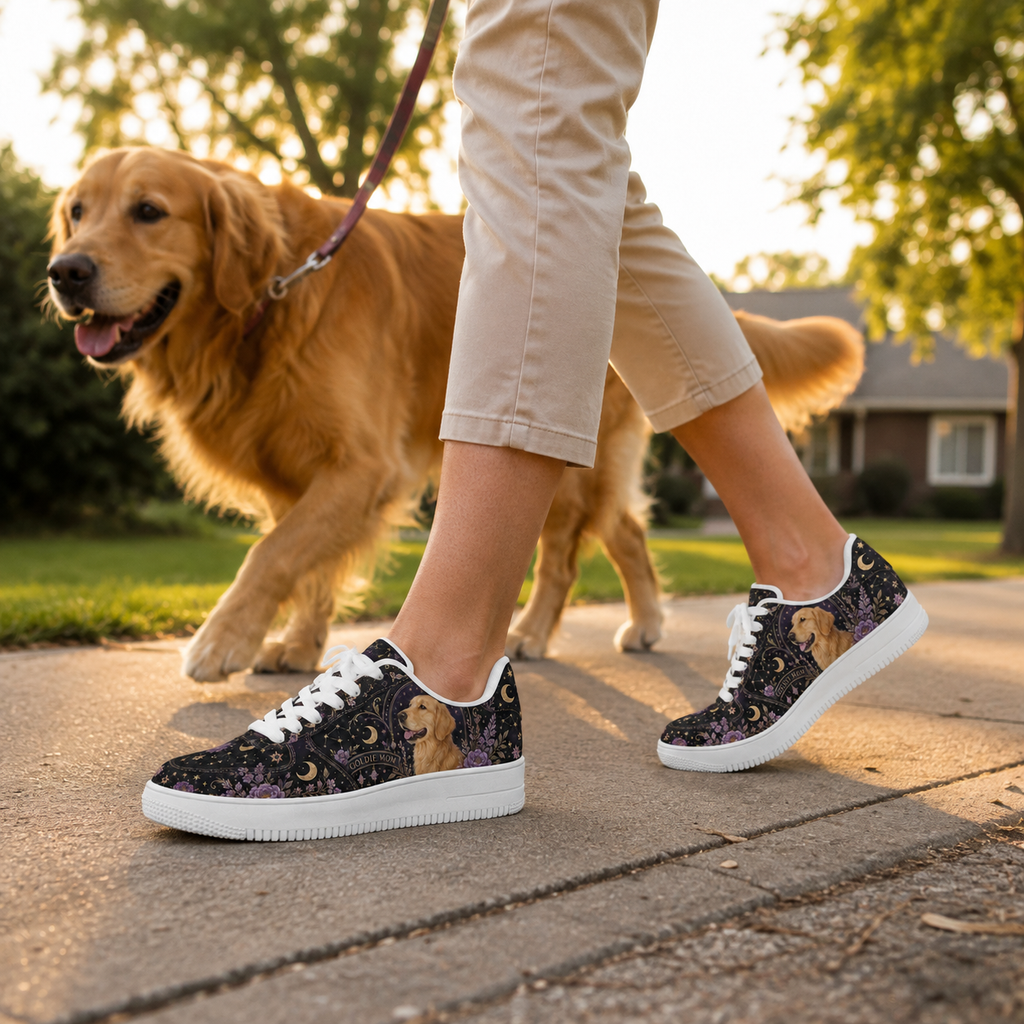 Golden Retriever Mom Celestial Sneakers – Goldie Gift for Women