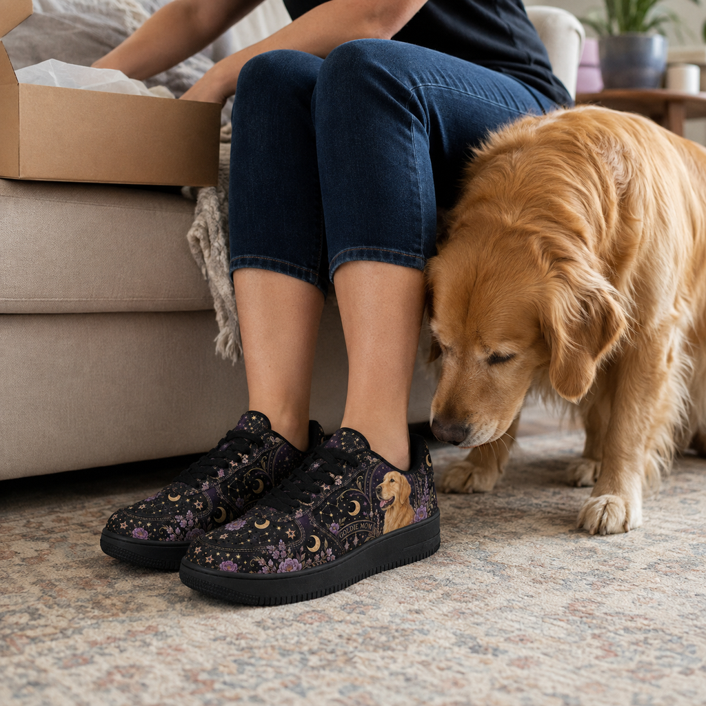 Golden Retriever Mom Celestial Sneakers – Goldie Gift for Women