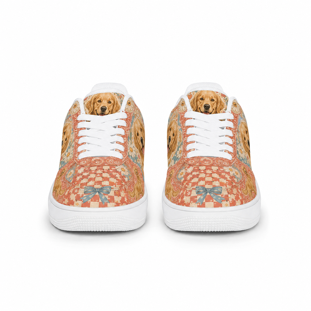 Golden Retriever Mom Boho Floral Sneakers – Goldie Gift for Women