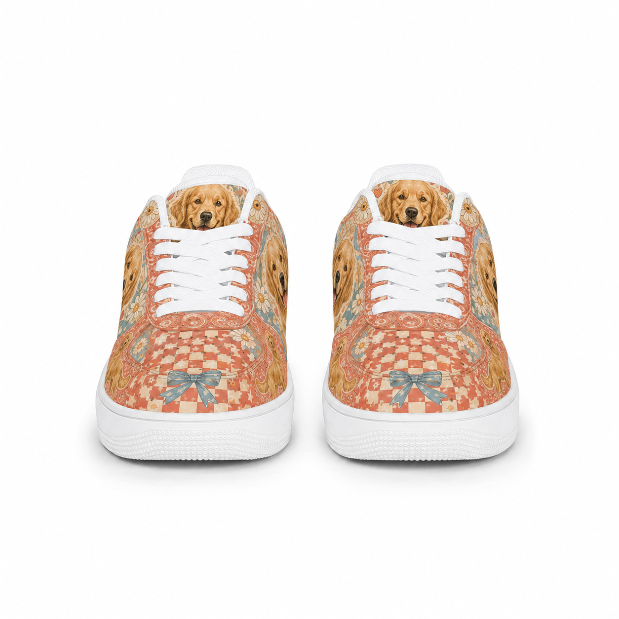 Golden Retriever Mom Boho Floral Sneakers – Goldie Gift for Women