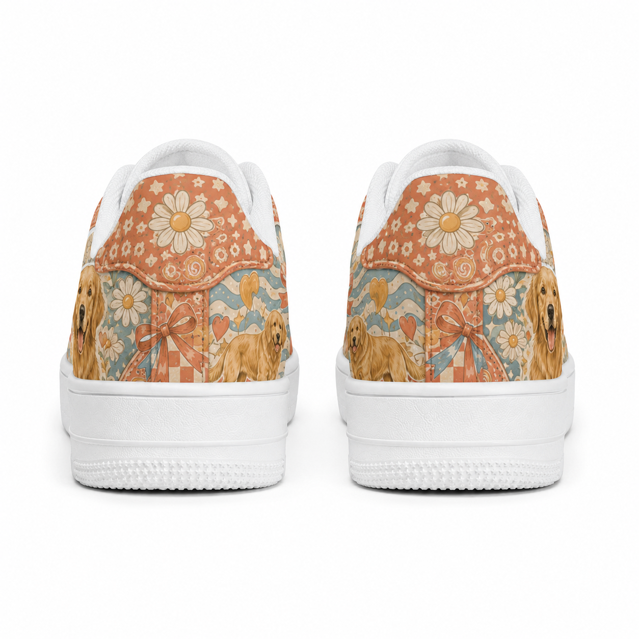 Golden Retriever Mom Boho Floral Sneakers – Goldie Gift for Women