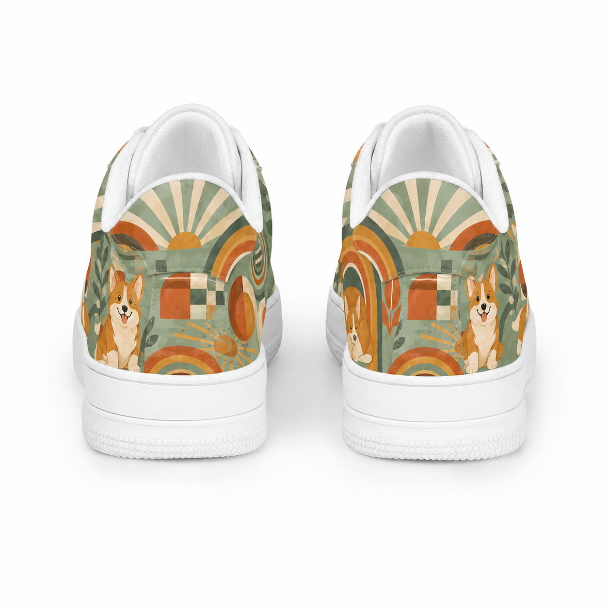 Corgi Mom Retro Floral Sneakers – Gift for Corgi Lovers