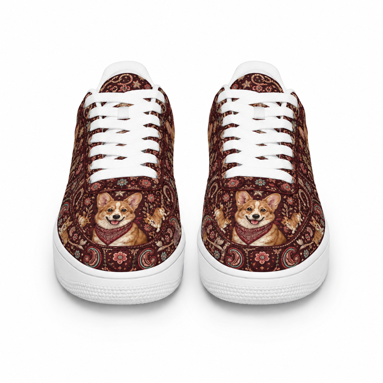 Corgi Mom Vintage Paisley Sneakers – Gift for Corgi Lovers