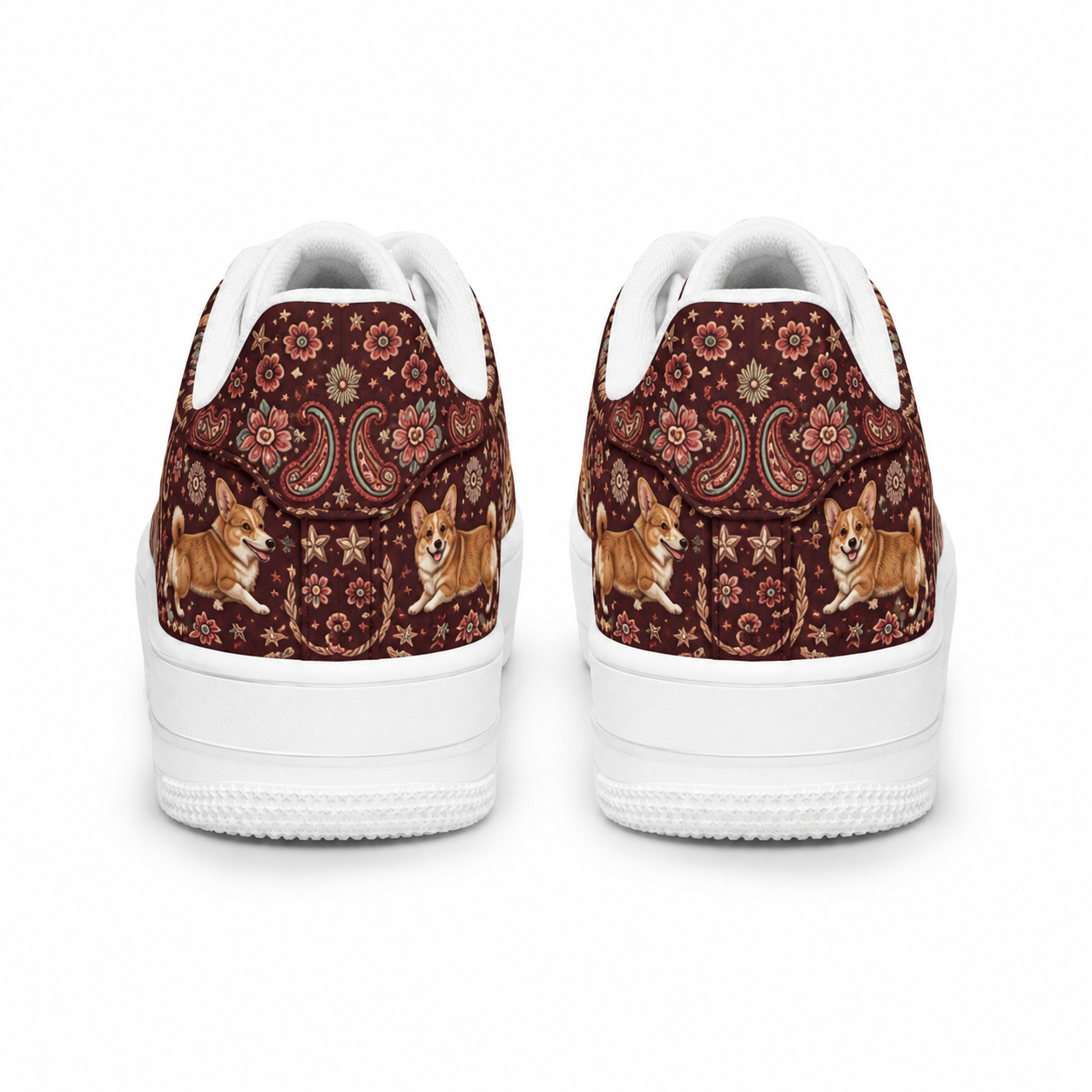 Corgi Mom Vintage Paisley Sneakers – Gift for Corgi Lovers