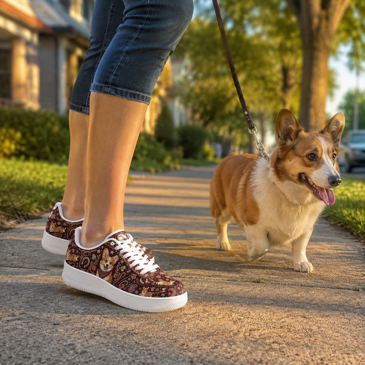 Corgi Mom Vintage Paisley Sneakers – Gift for Corgi Lovers