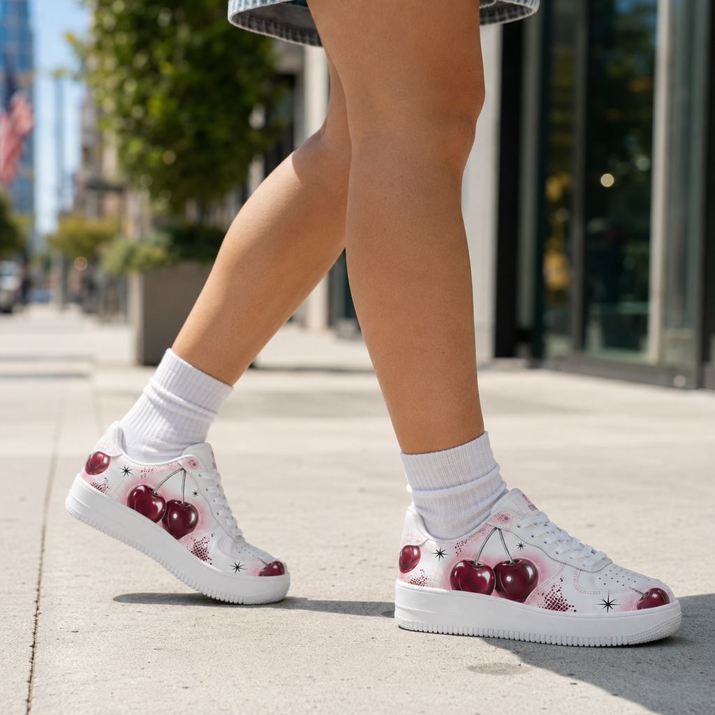Women's cherry-patterned shoes